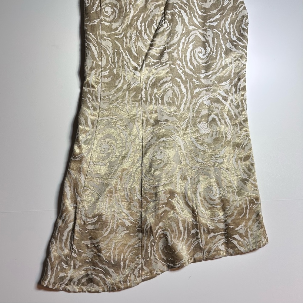 Ashley Stewart Shiny Gold Metallic and Cream Color Skirt Longer in the B…